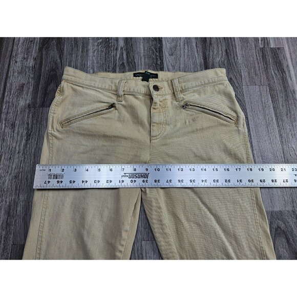Lauren Ralph Lauren Jeans Womens 8 Beige Straight Leg Zip Pocket Classic Pants - Picture 8 of 11